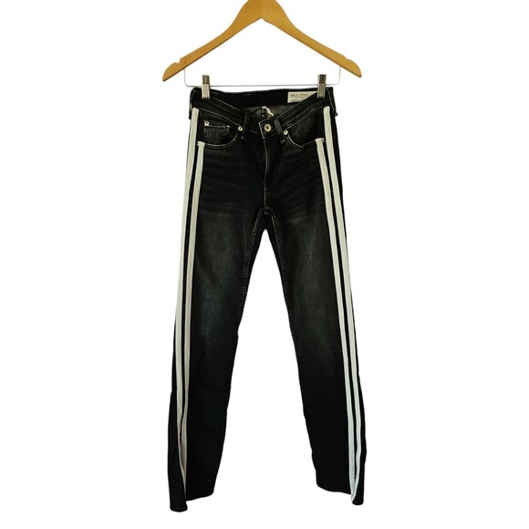Rag & Bone Cate Black Flare Mid-Rise Straight Striped Jeans‎ 23 - Picture 1 of 6